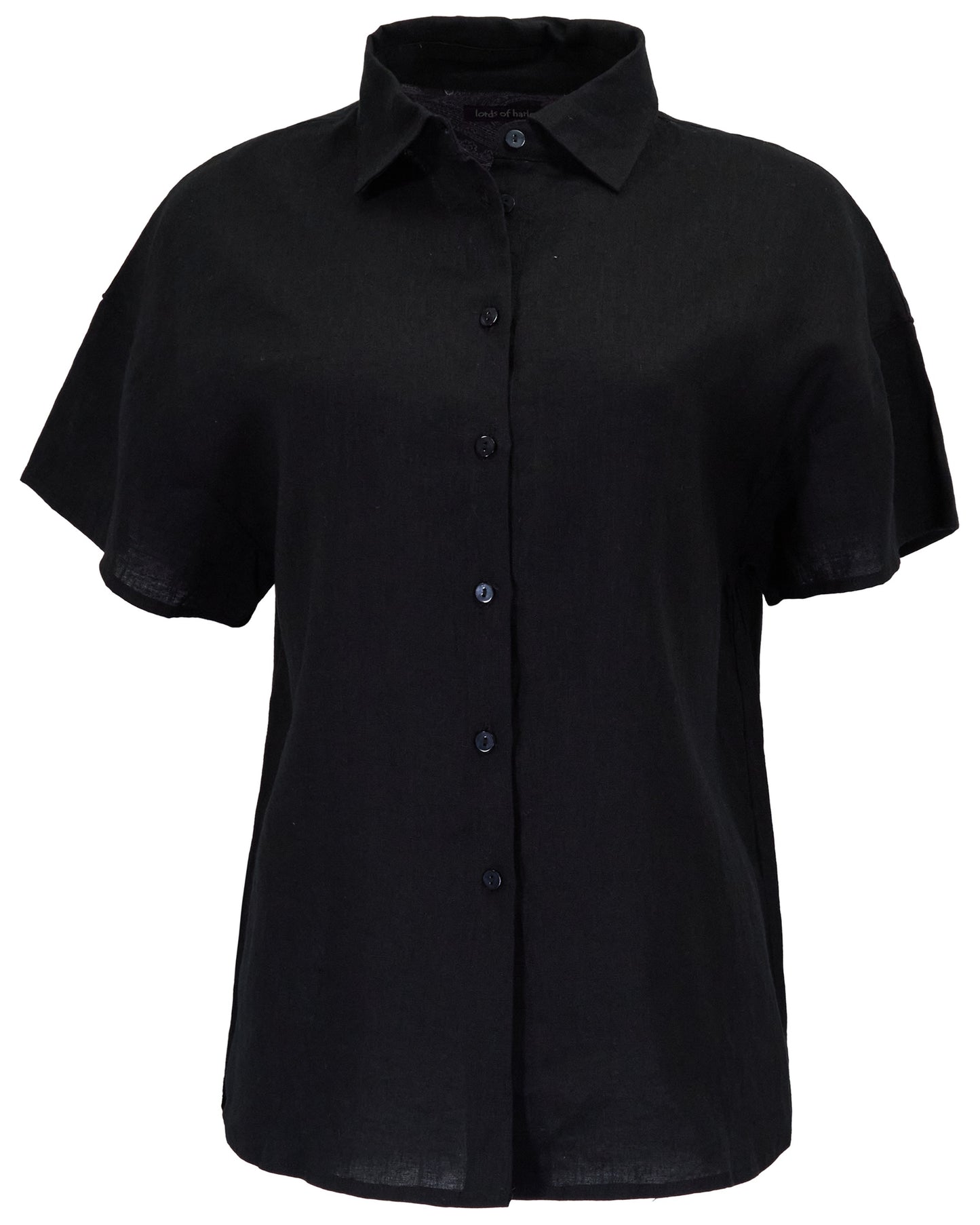 LARA BLACK WOMENS RELAXED LINEN SHIRT