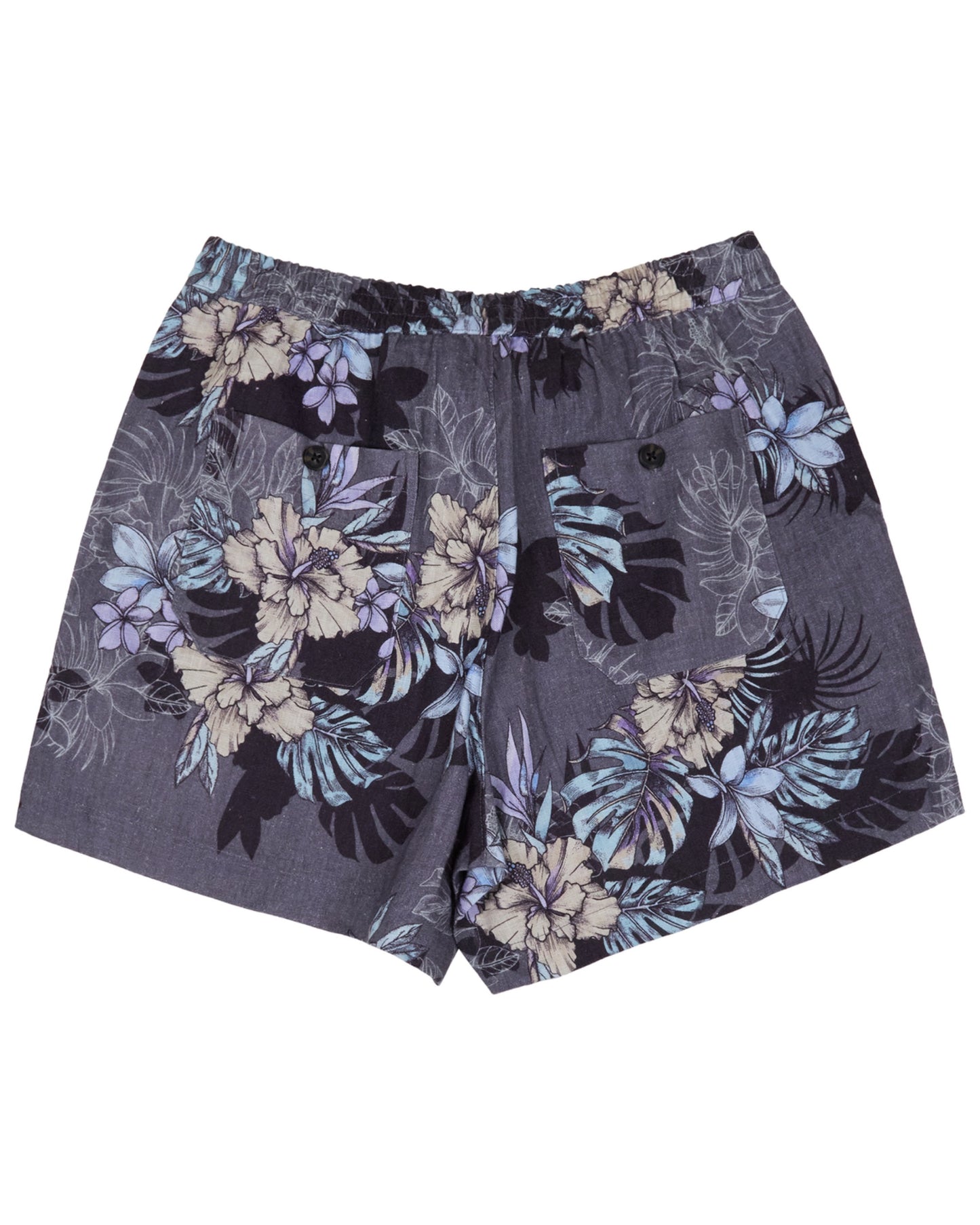 LEANNE EXOTIC FLORAL BLACK WOMENS DRAWSTRING SHORT
