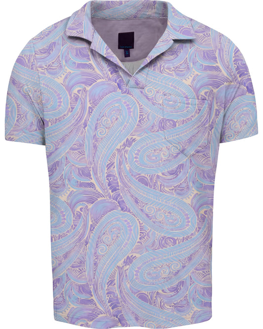 BOBBY MARAKESH PAISLEY HELIO MENS WOOL JOHNNY COLLAR POLO