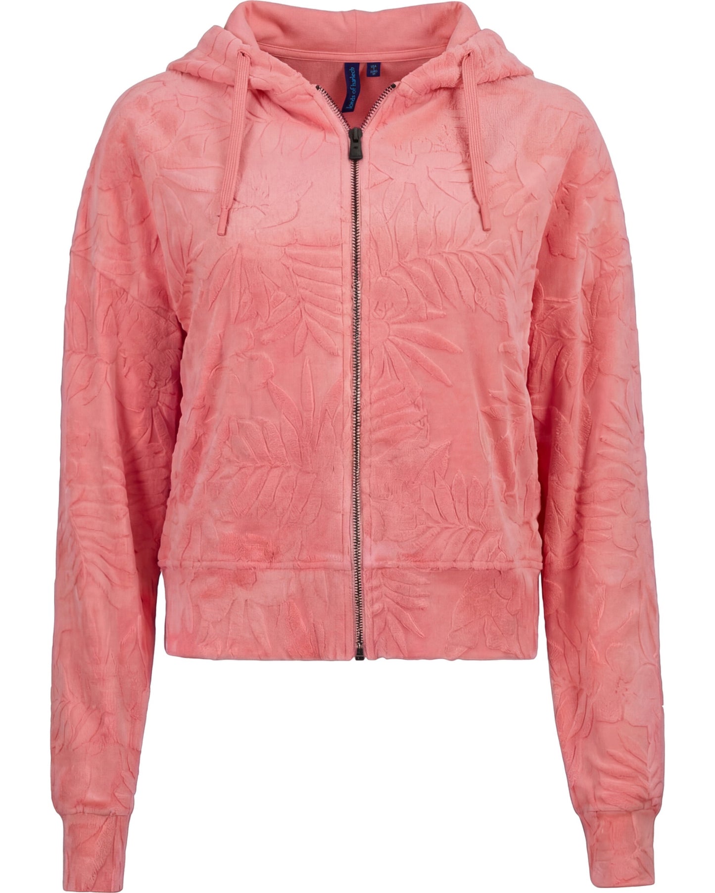 FIONA CORAL WOMENS CROPPED TERRY TOWELING ZIP HOODIE