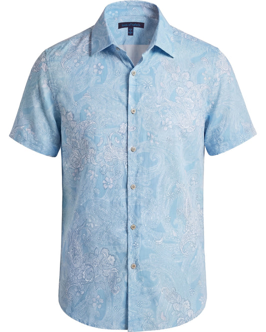 TODD PAISLEY EXPLOSION TEAL MENS KNIT POLO