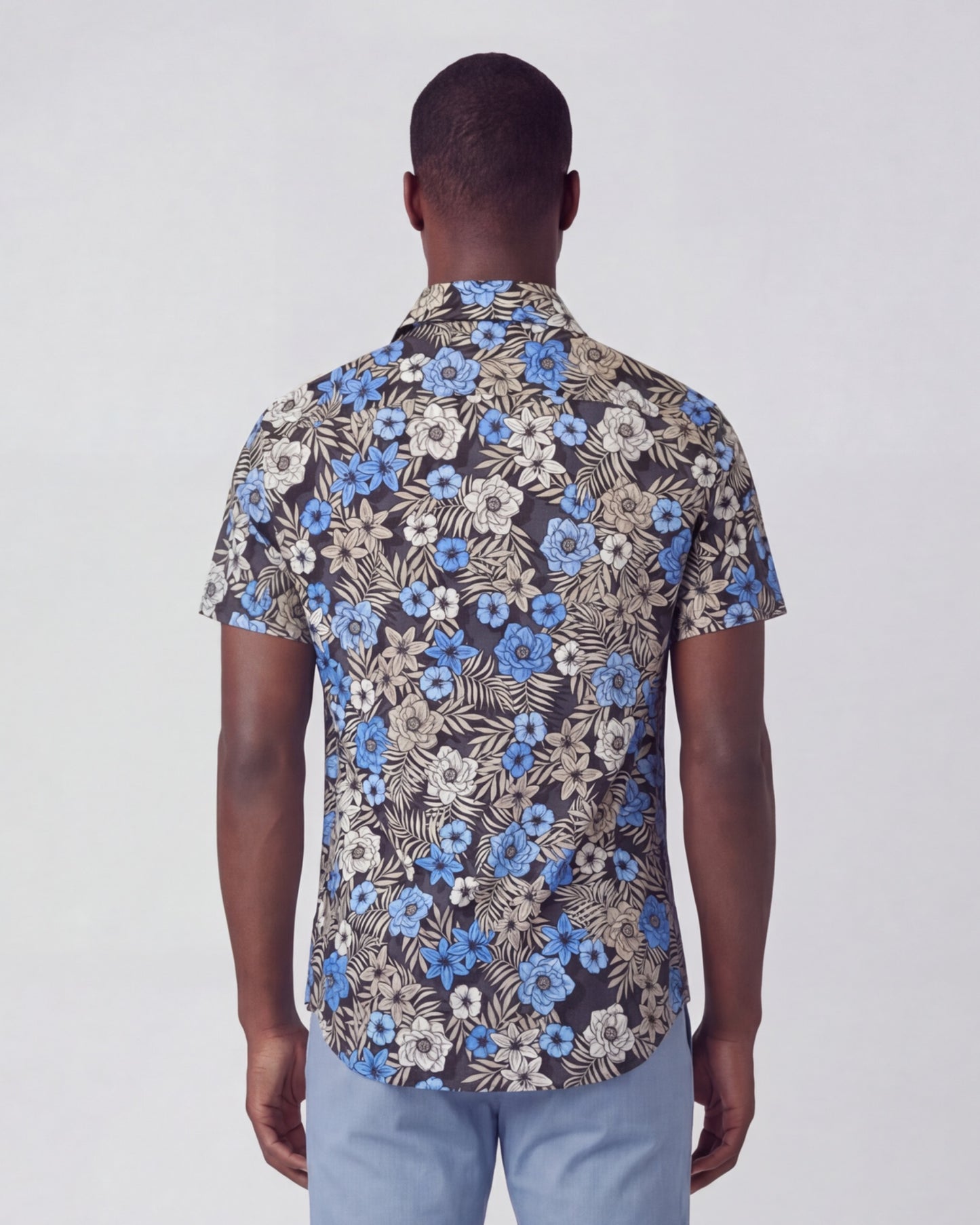 SCOTT TROPICAL MIX BLACK MENS PRINTED BUTTON UP SHIRT