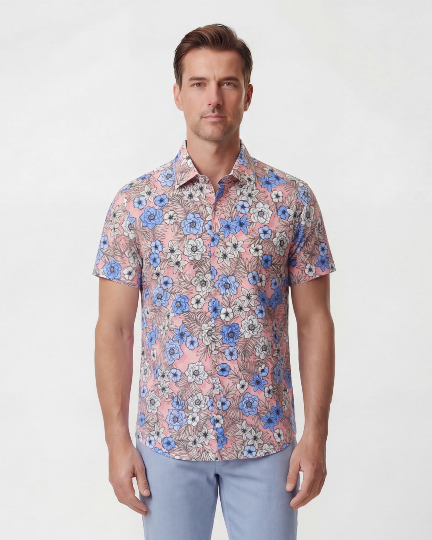 SCOTT TROPICAL MIX CORAL MENS PRINTED SHIRT
