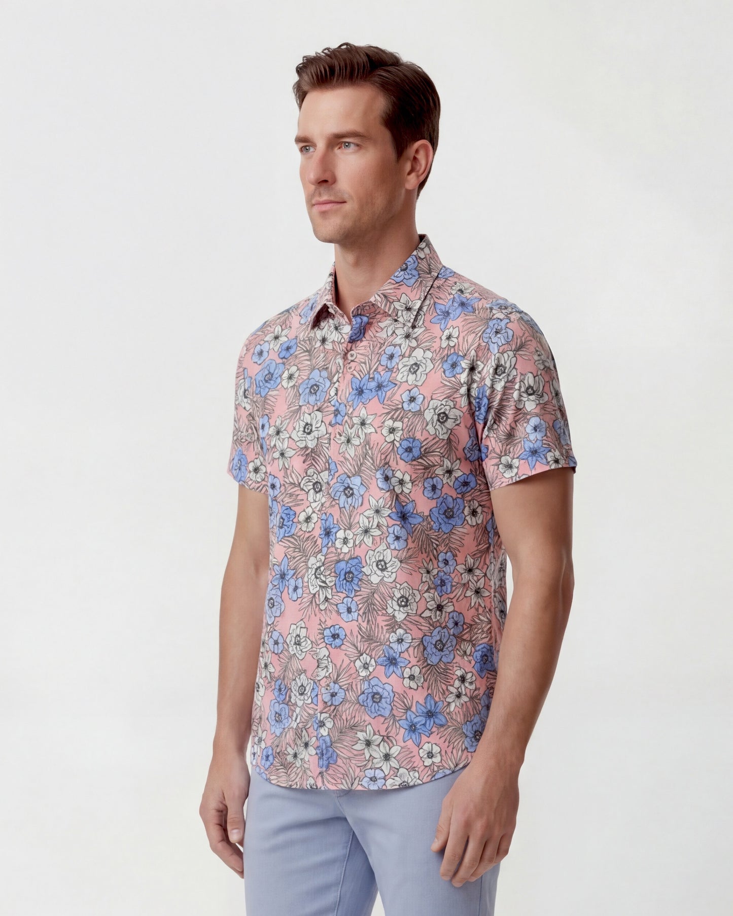 SCOTT TROPICAL MIX CORAL MENS PRINTED SHIRT