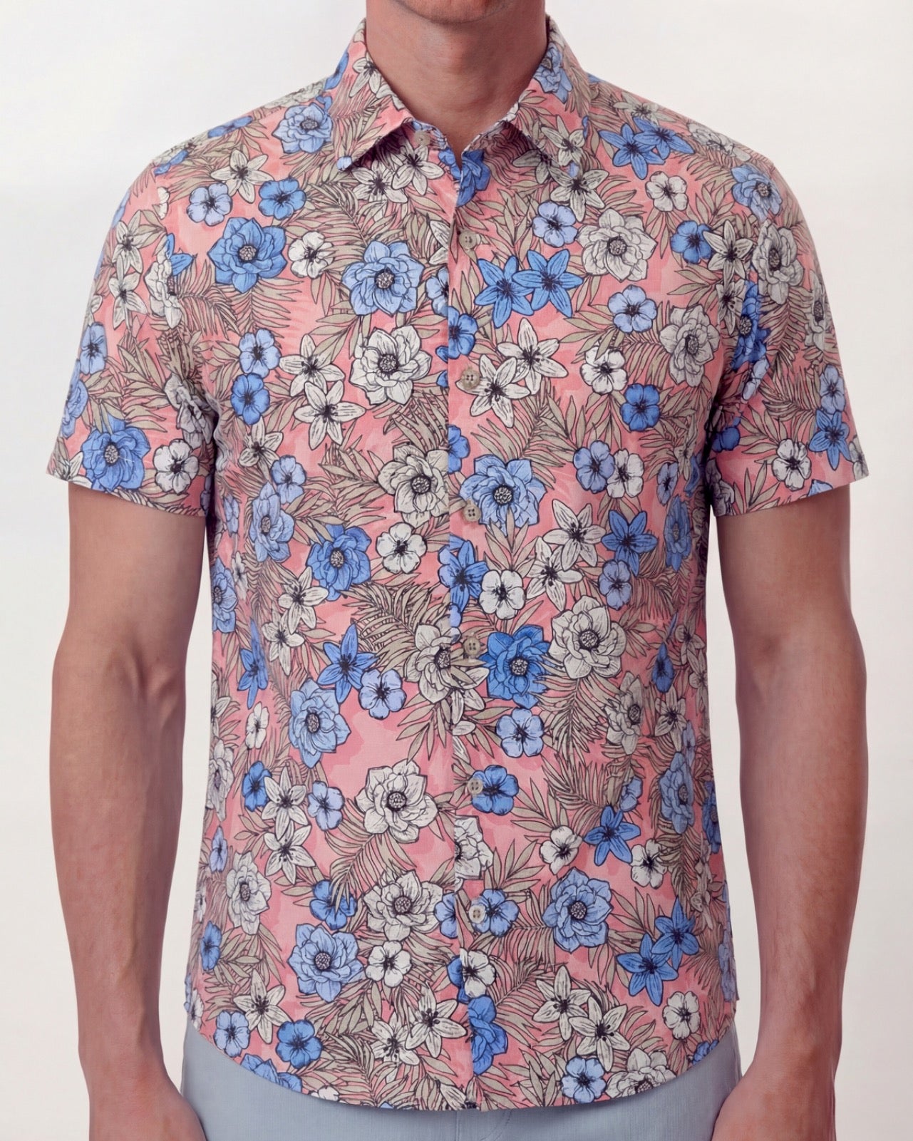 SCOTT TROPICAL MIX CORAL MENS PRINTED SHIRT