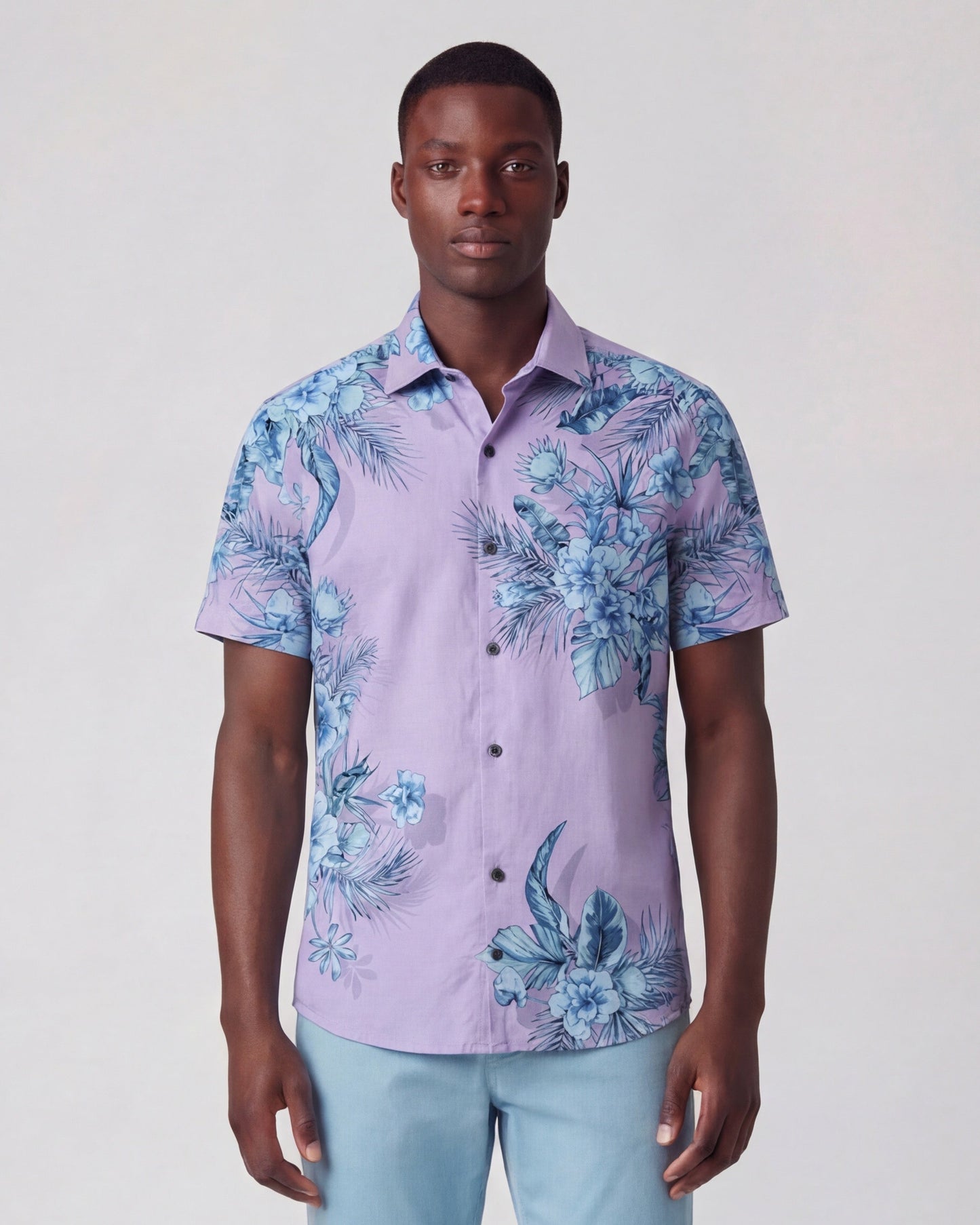TYLER MALI FLORAL LAVENDER MENS SHORT SLEEVE SHIRT