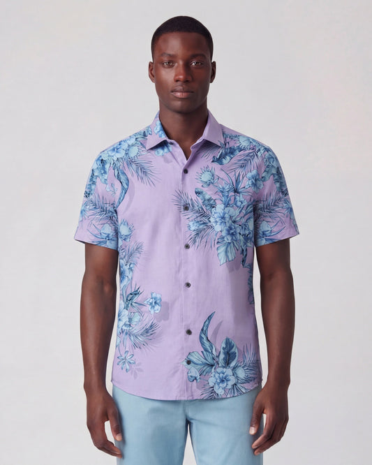 TYLER MALI FLORAL LAVENDER MENS SHORT SLEEVE SHIRT
