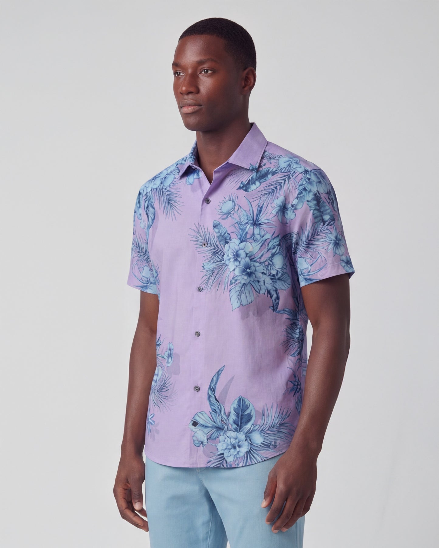 TYLER MALI FLORAL LAVENDER MENS SHORT SLEEVE SHIRT