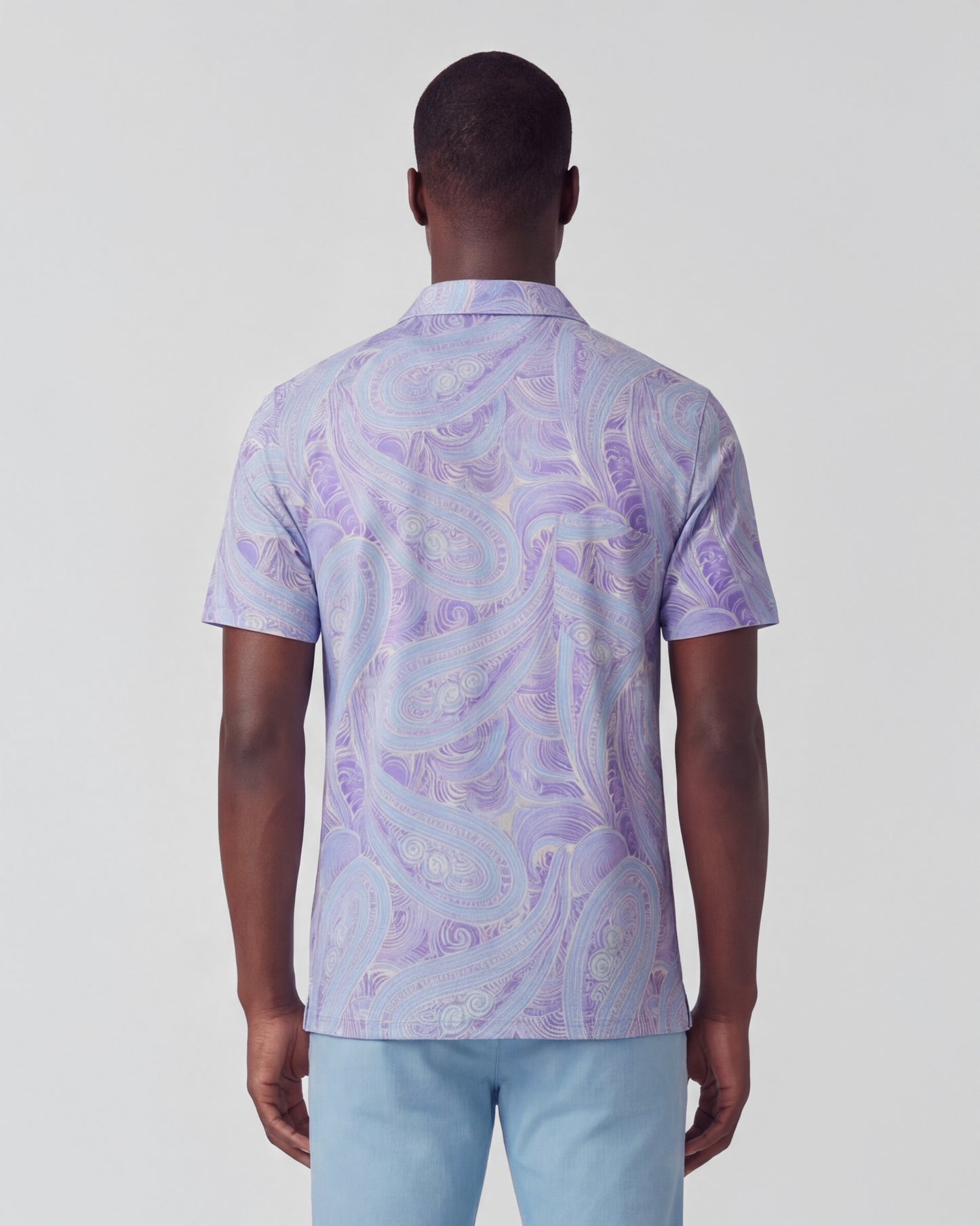 BOBBY MARAKESH PAISLEY HELIO MENS WOOL JOHNNY COLLAR POLO