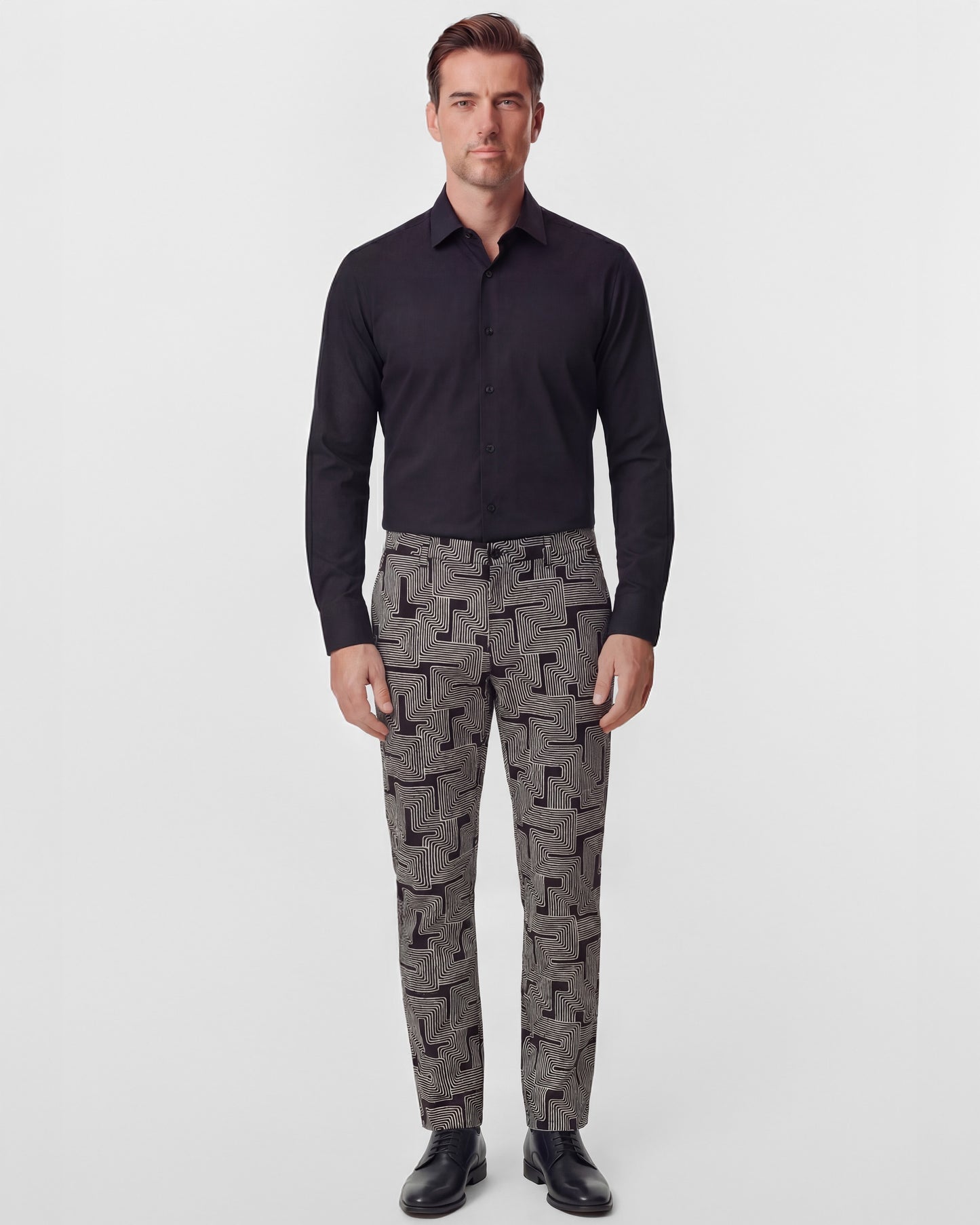 CHARLES INTER TWINE BLACK MENS TAILORED PANT