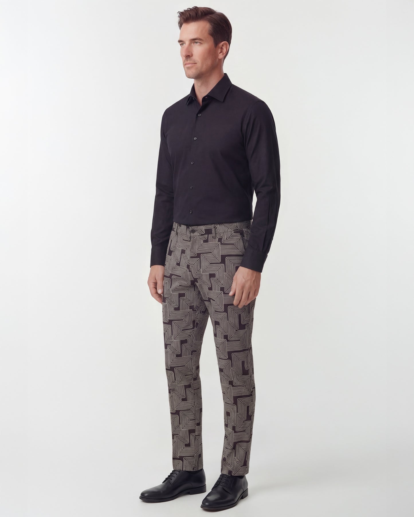 CHARLES INTER TWINE BLACK MENS TAILORED PANT