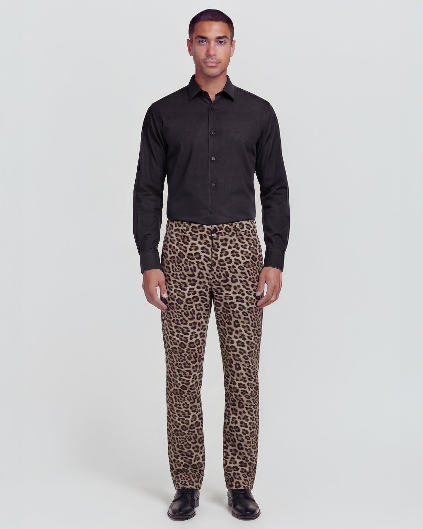 CHARLES LEOPARD BROWN MENS TAILORED PANT