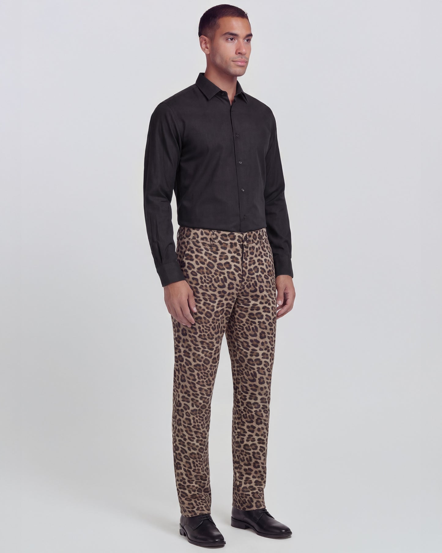 CHARLES LEOPARD BROWN MENS TAILORED PANT