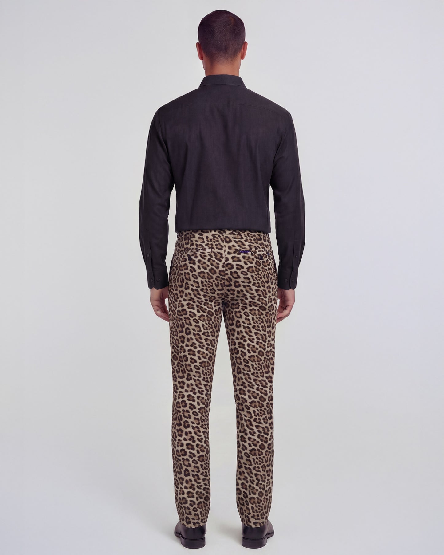 CHARLES LEOPARD BROWN MENS TAILORED PANT