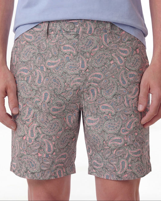 JOHN PAISLEY PILE CORAL MENS FLAT FRONT SHORT