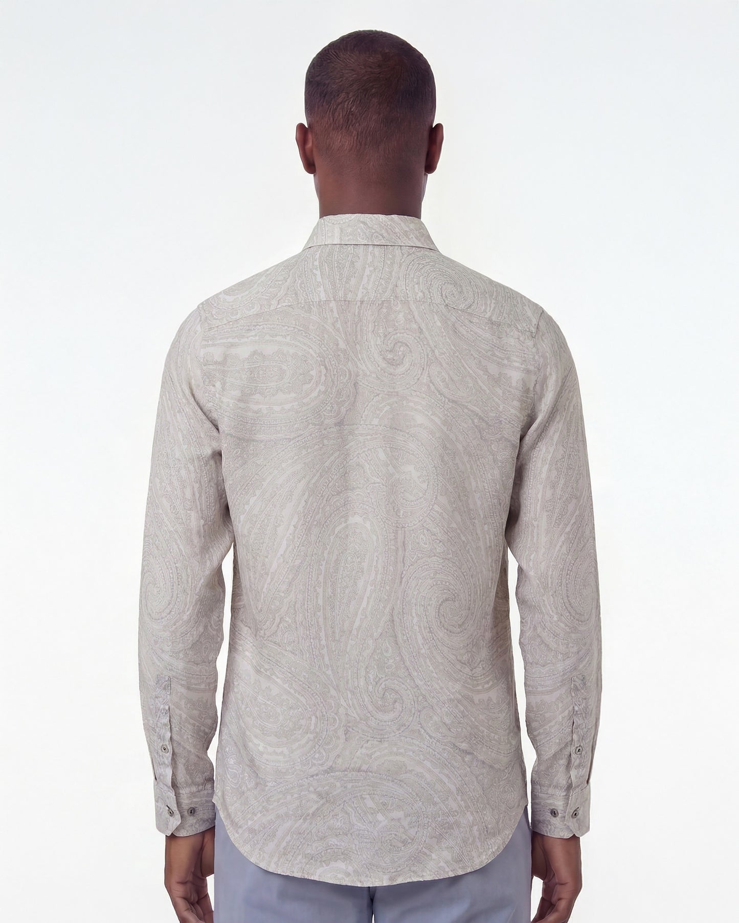 LAURENT WILD PAISLEY OXFORD LINEN SHIRT -  IVORY