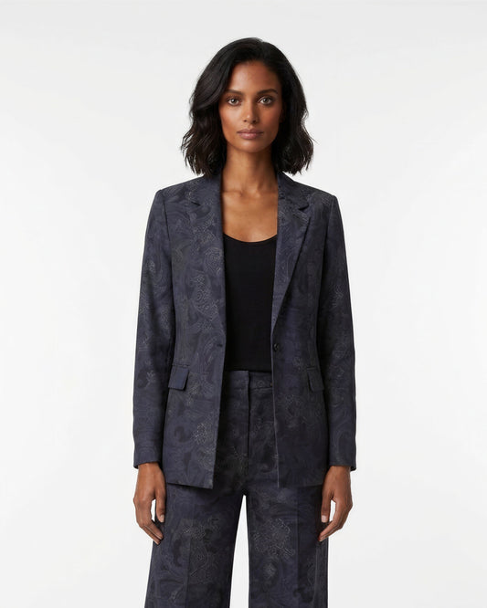 JANE PAISLEY EXPLOSION BLACK WOMENS TAILORED BLAZER