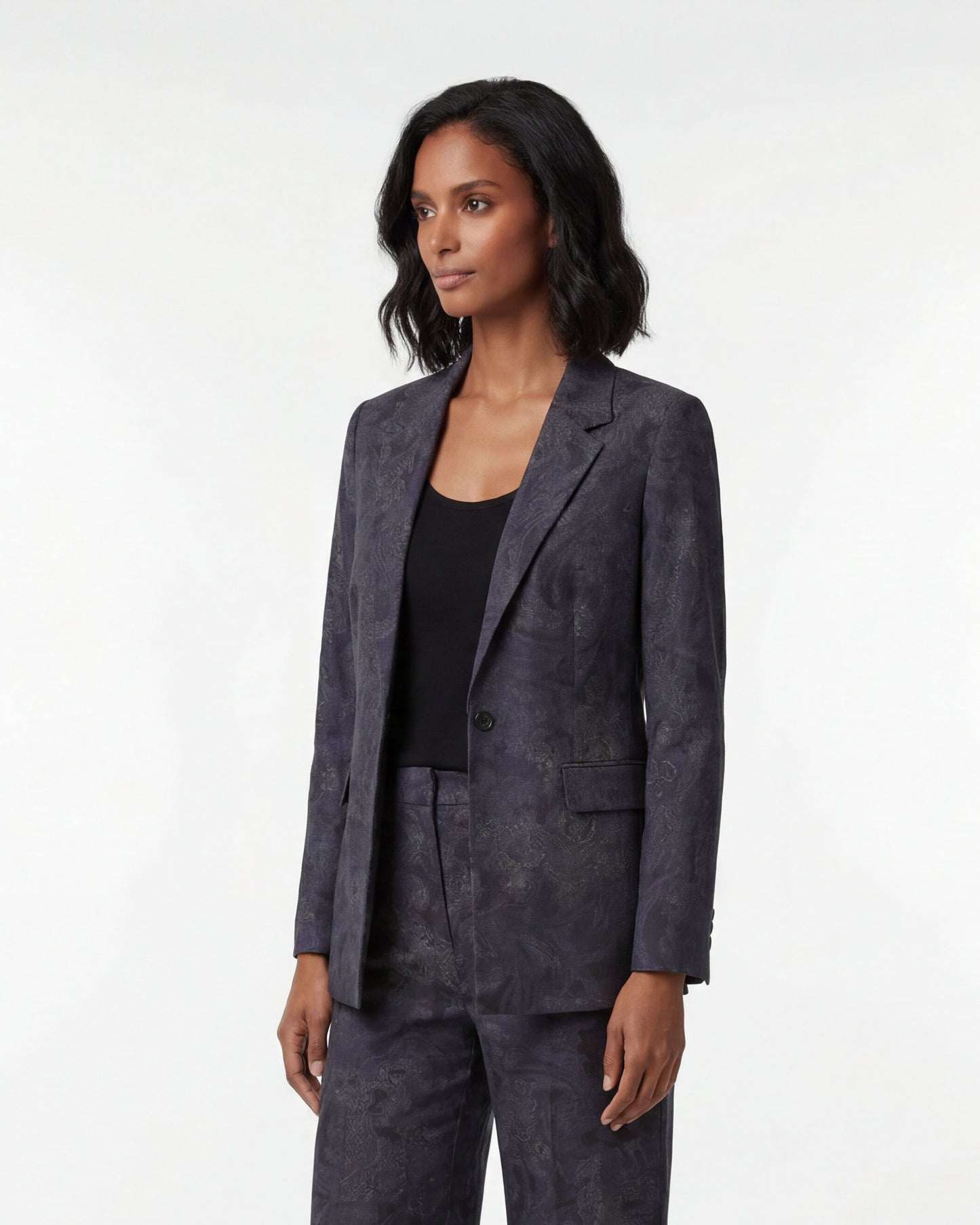 JANE PAISLEY EXPLOSION BLACK WOMENS TAILORED BLAZER