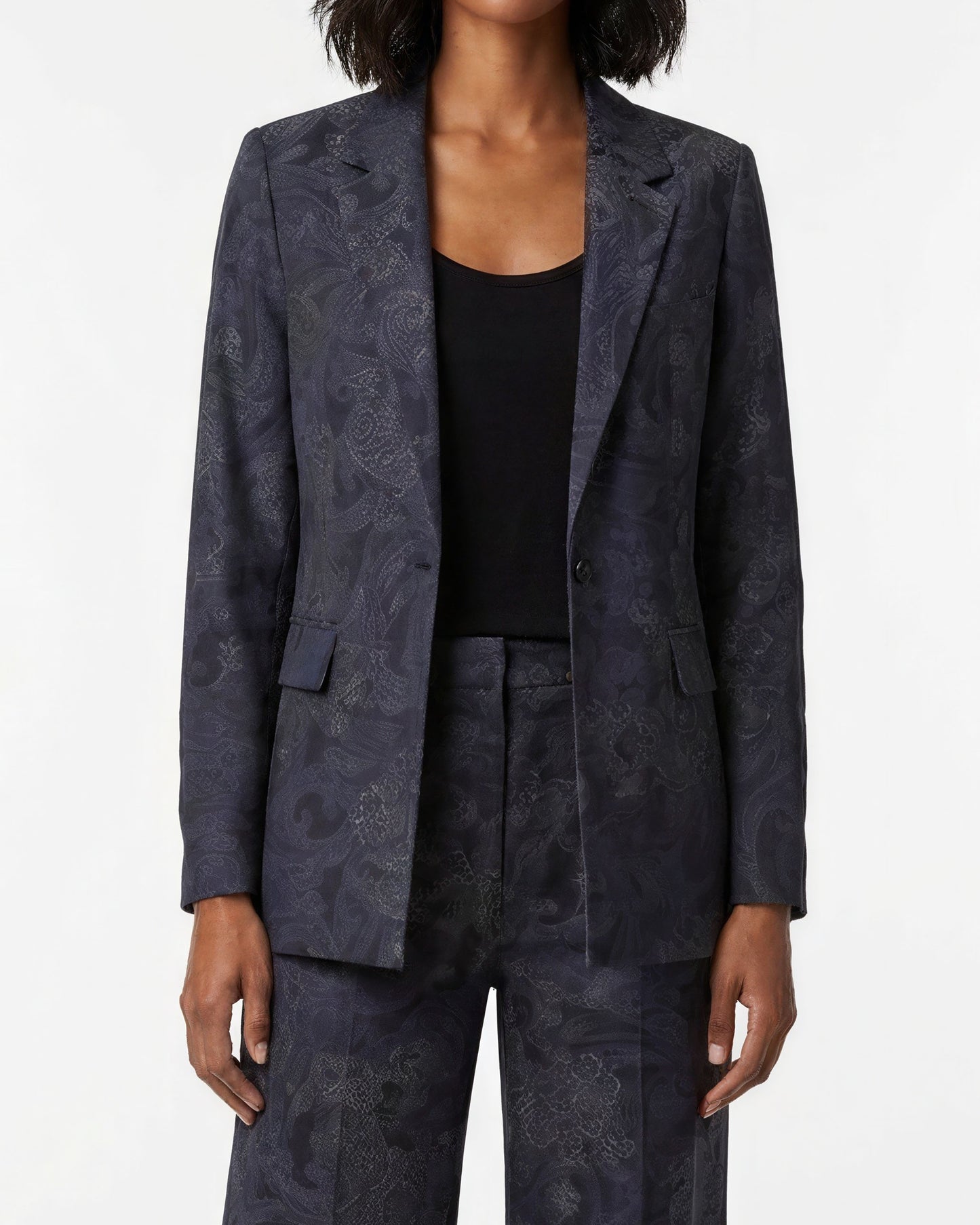 JANE PAISLEY EXPLOSION BLACK WOMENS TAILORED BLAZER
