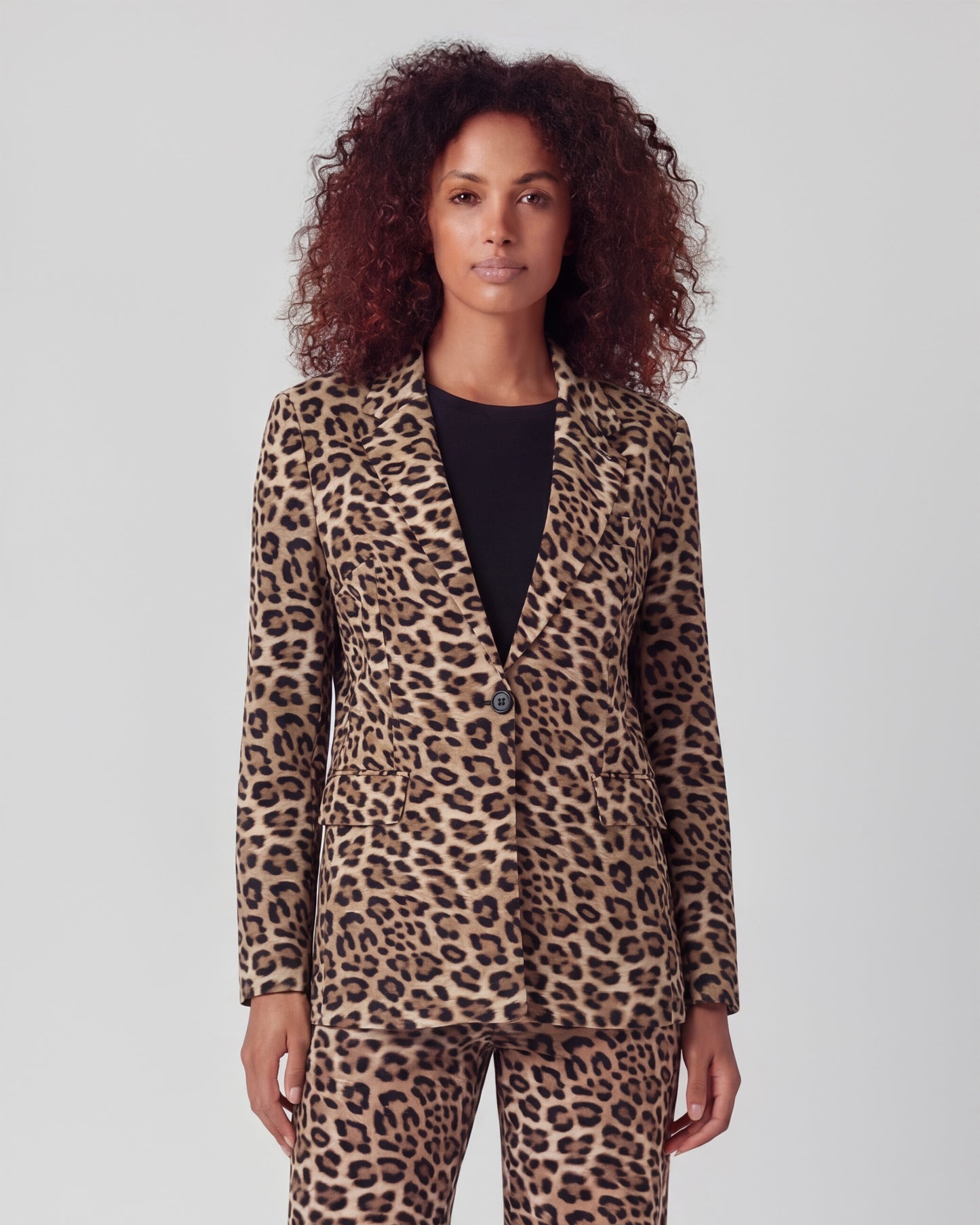 JULIA LEOPARD BROWN WOMENS TAILORED BLAZER