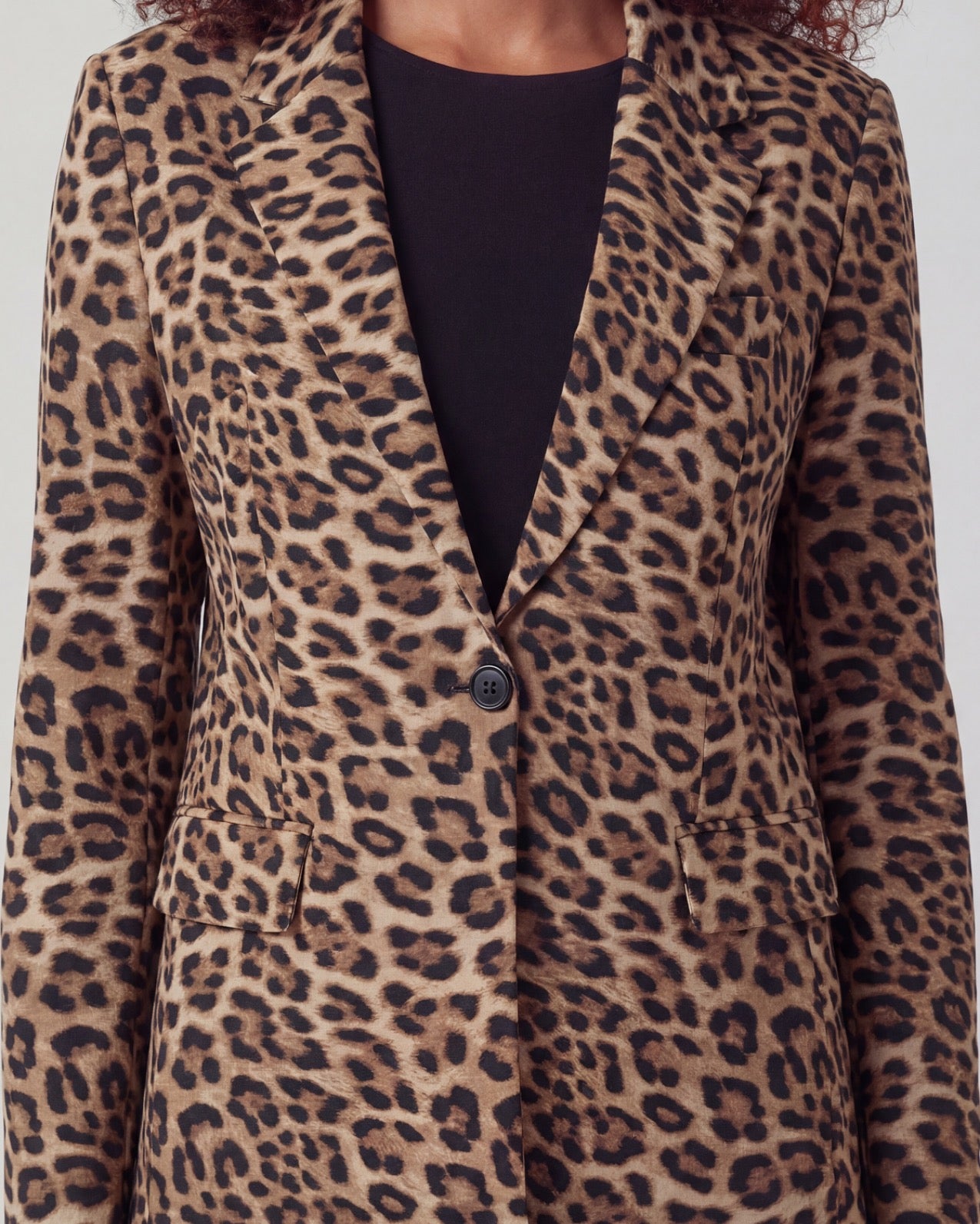 JULIA LEOPARD BROWN WOMENS TAILORED BLAZER