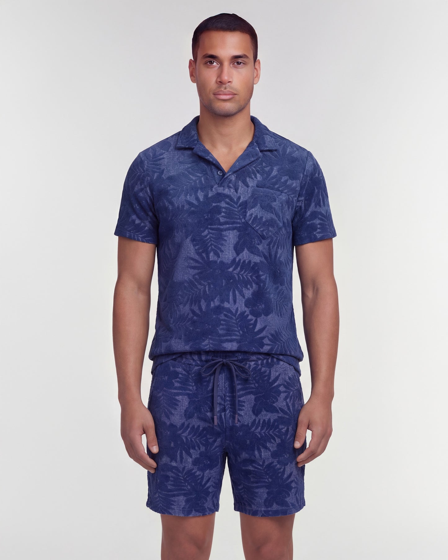 SAM FARM FLORAL TOWEL SHORT - NAVY