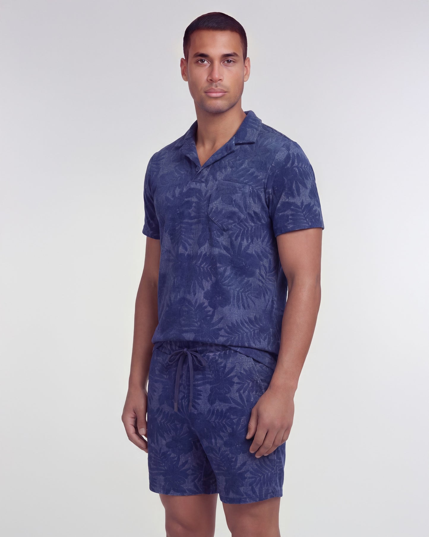 SAM FARM FLORAL TOWEL SHORT - NAVY