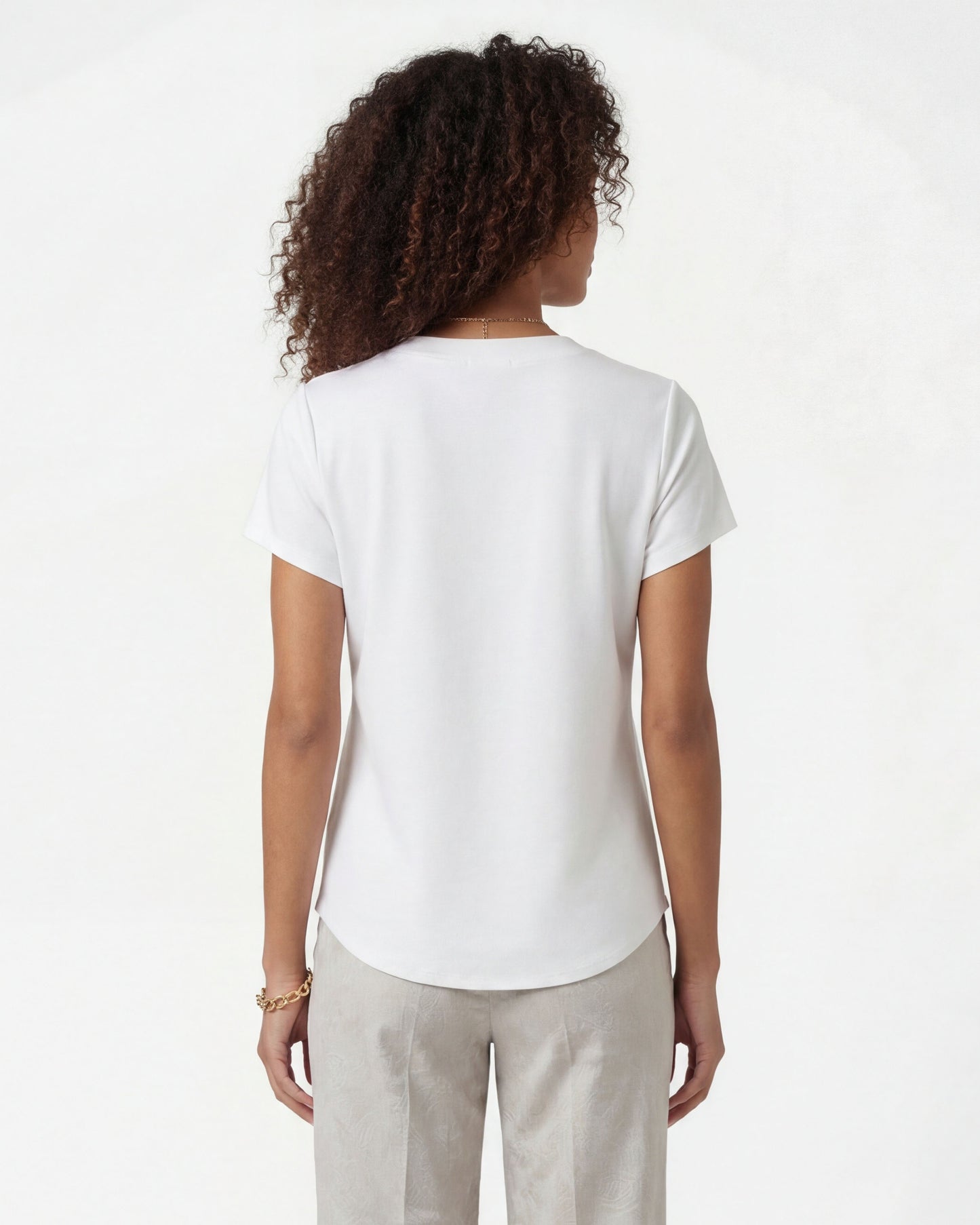 VICTORIA WHITE WOMENS V-NECK TOP
