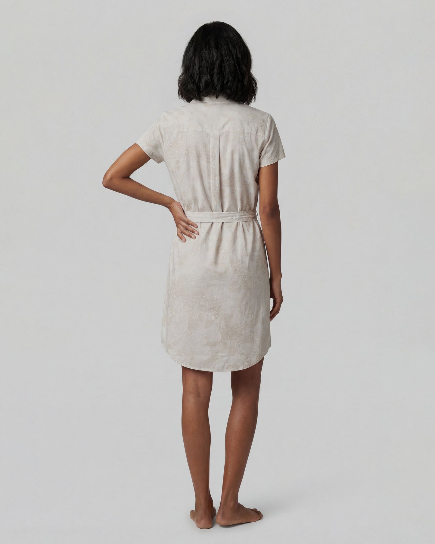 CRYSTAL PAISLEY EXPLOSION IVORY WOMENS SHIRT DRESS