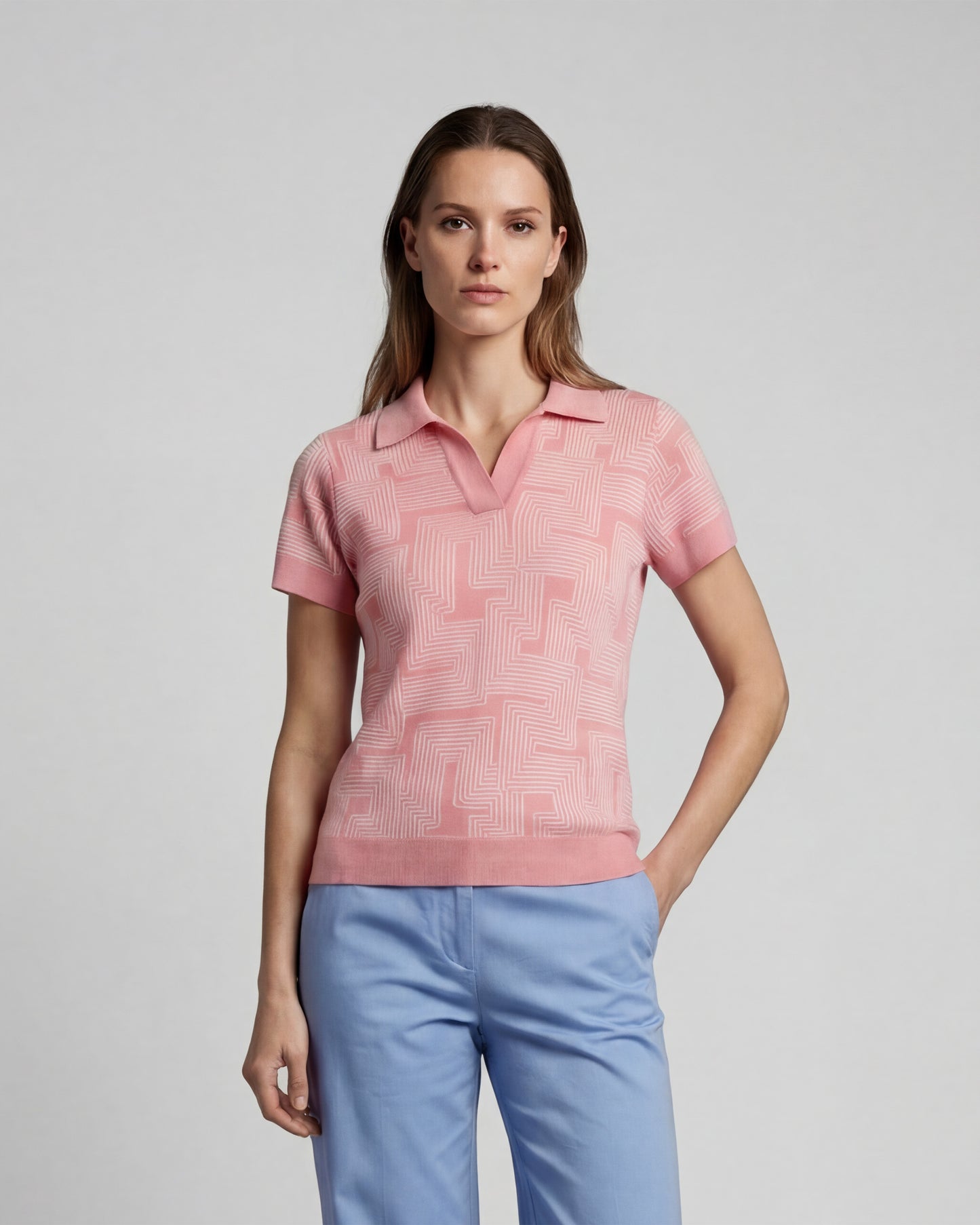 JESSICA INTER TWINE CORAL WOMENS MERINO SILK CASHMERE POLO