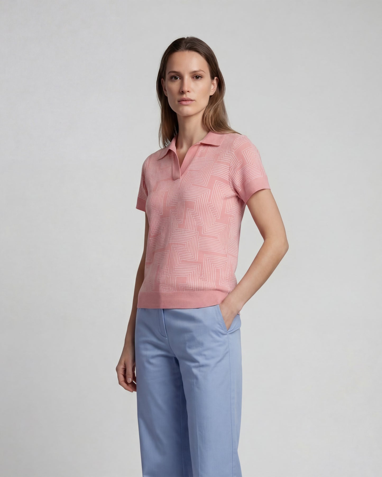 JESSICA INTER TWINE CORAL WOMENS MERINO SILK CASHMERE POLO