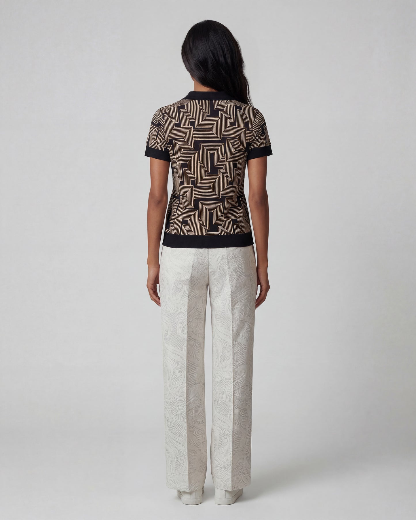 PHEOBE CROCHET PAISLEY IVORY WOMENS WOOL WIDE-LEG PANT