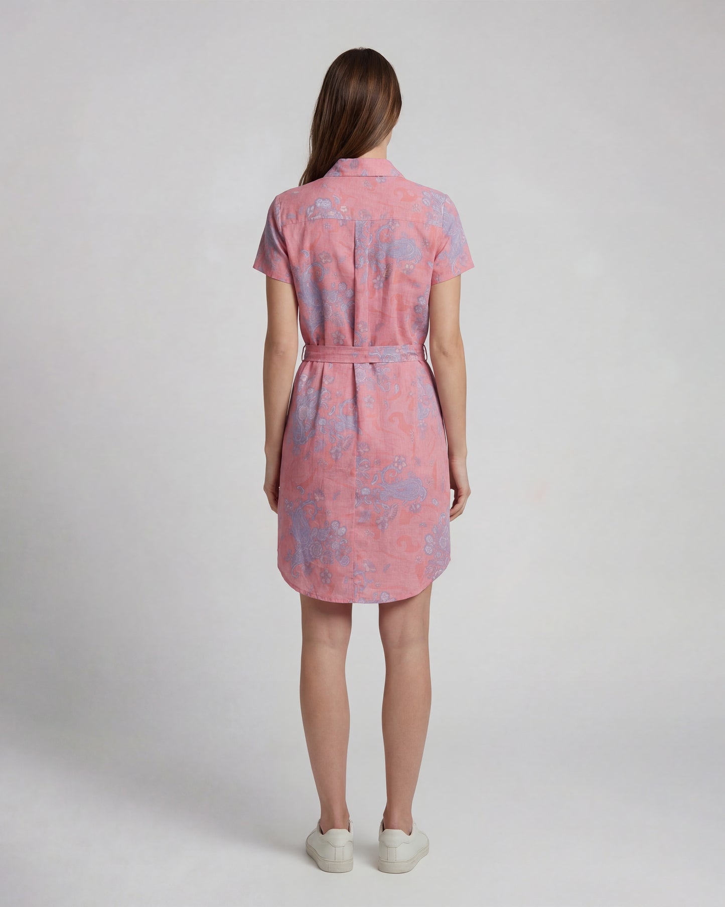 CRYSTAL PAISLEY EXPLOSION CORAL WOMENS SHIRT DRESS