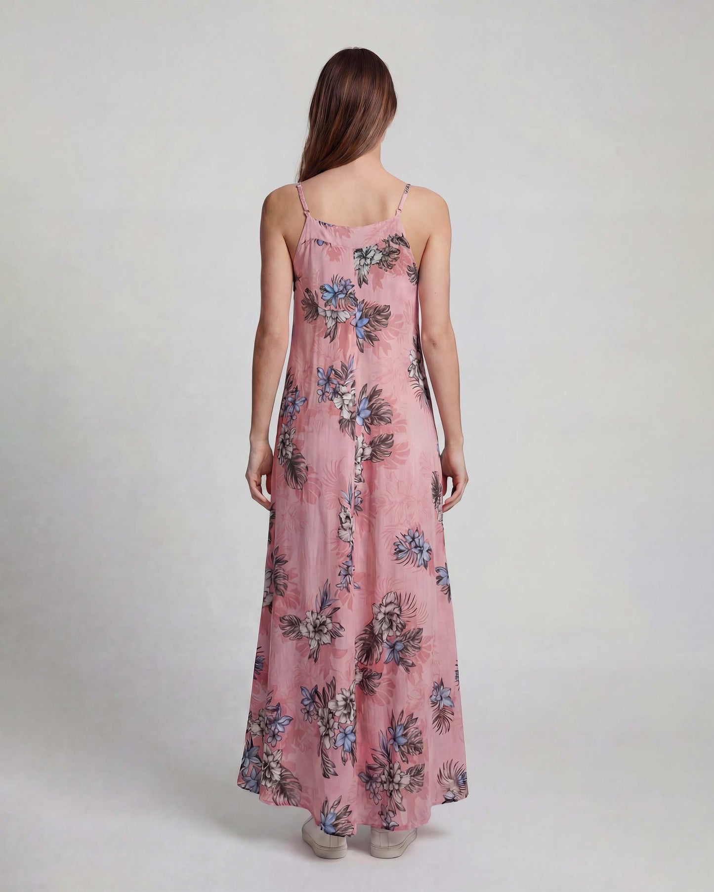 DORA EXOTIC FLORAL CORAL WOMENS LINEN OVERSIZED DRESS