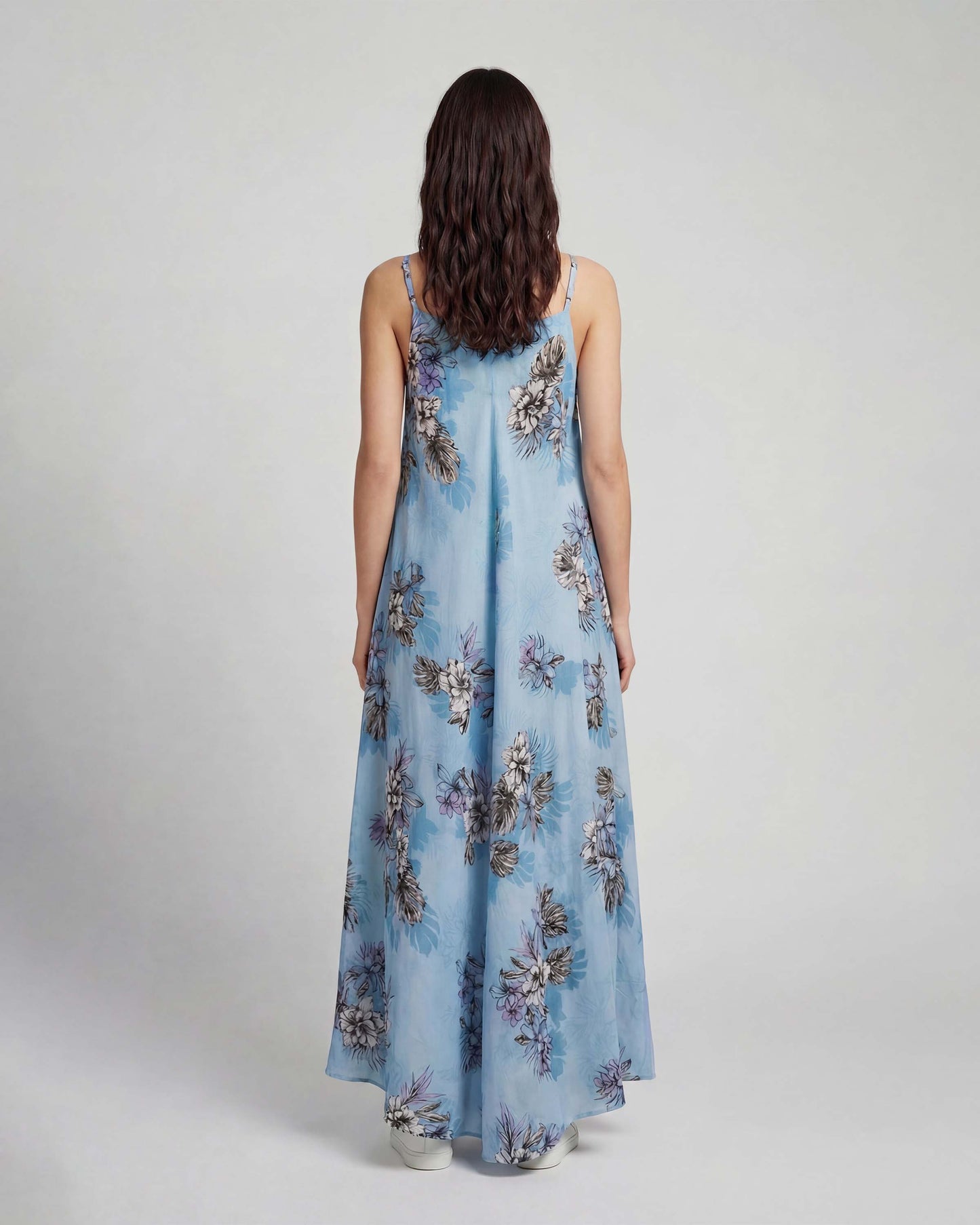 DORA EXOTIC FLORAL TEAL WOMENS LINEN OVERSIZED DRESS