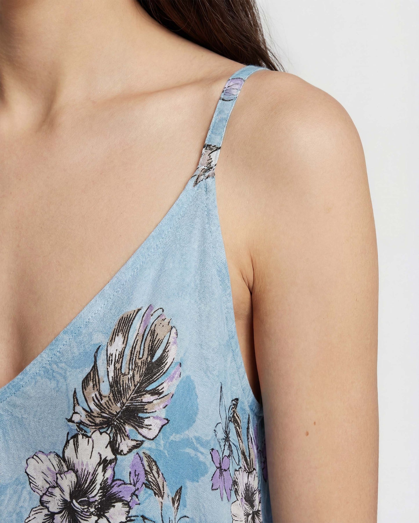 DORA EXOTIC FLORAL TEAL WOMENS LINEN OVERSIZED DRESS