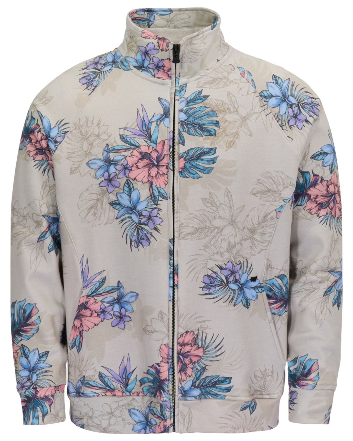 NEVILLE EXOTIC FLORAL NEUTRAL MENS PRINTED ZIP JACKET