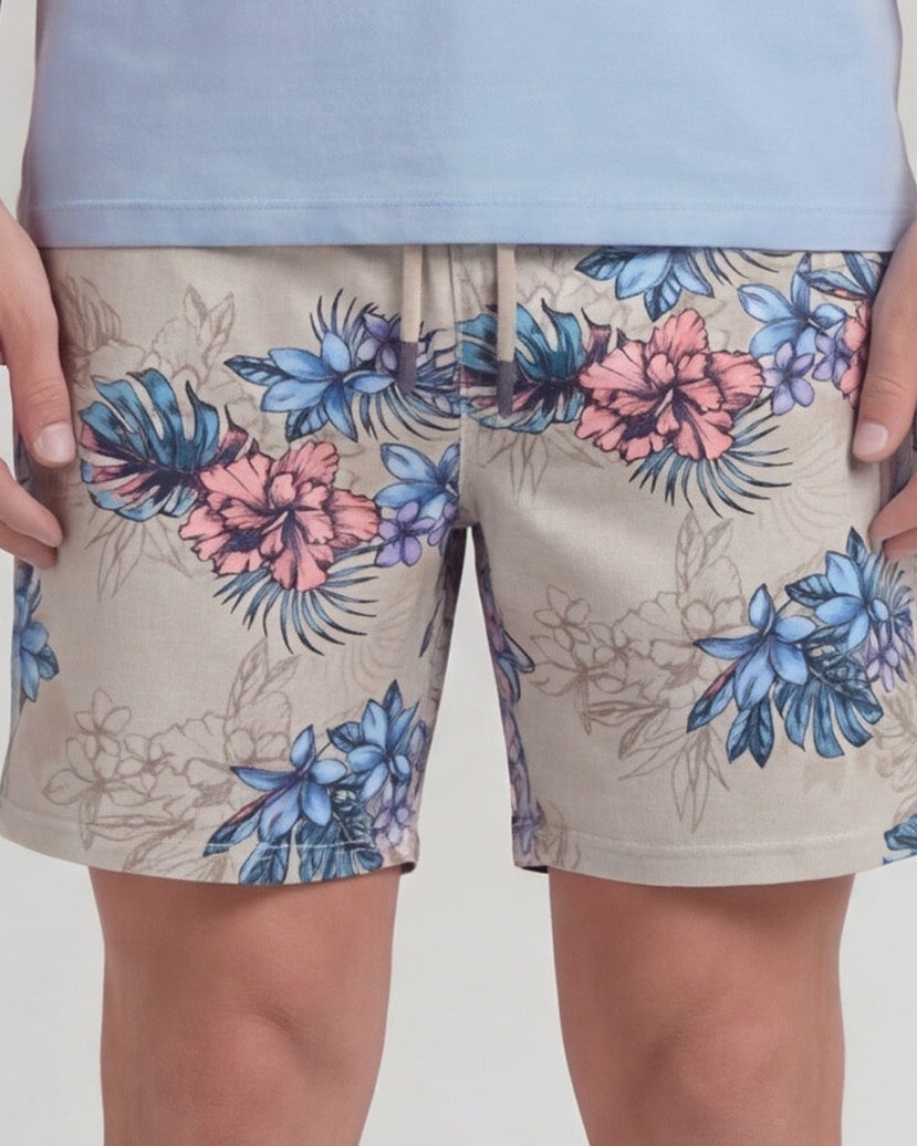 SILUS EXOTIC FLORAL NEUTRAL MENS LOUNGE SHORT