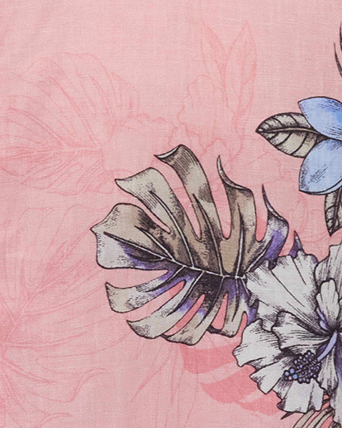 JUDY EXOTIC FLORAL CORAL WOMENS CROPPED ZIP JACKET