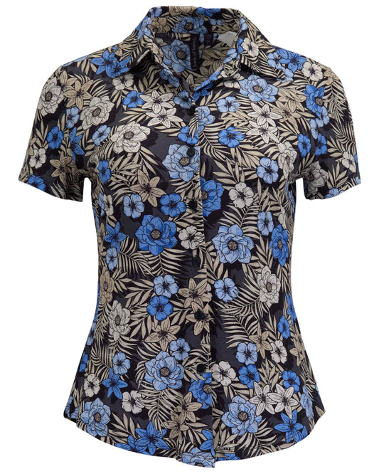 SHELLEY TROPICAL MIX BLACK WOMENS PRINTED SHIRT