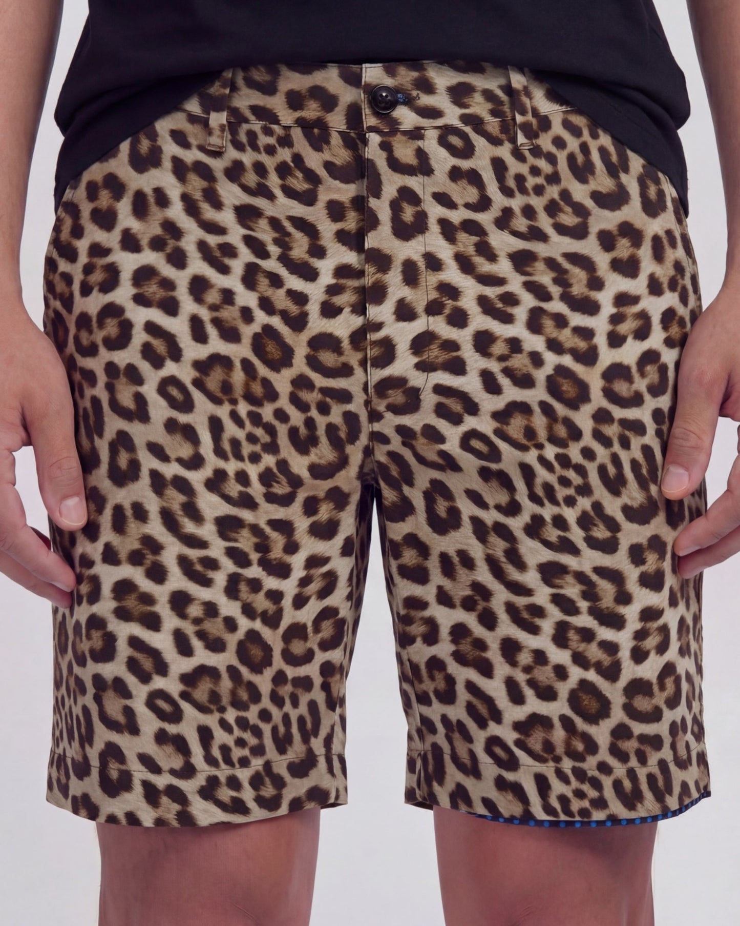 EDWARD LEOPARD BROWN MENS FLAT FRONT SHORT