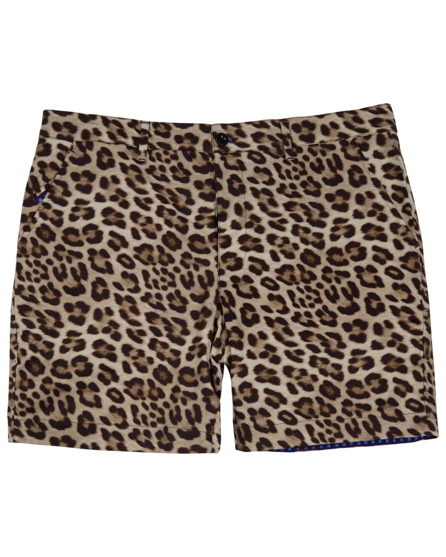 EDWARD LEOPARD BROWN MENS FLAT FRONT SHORT