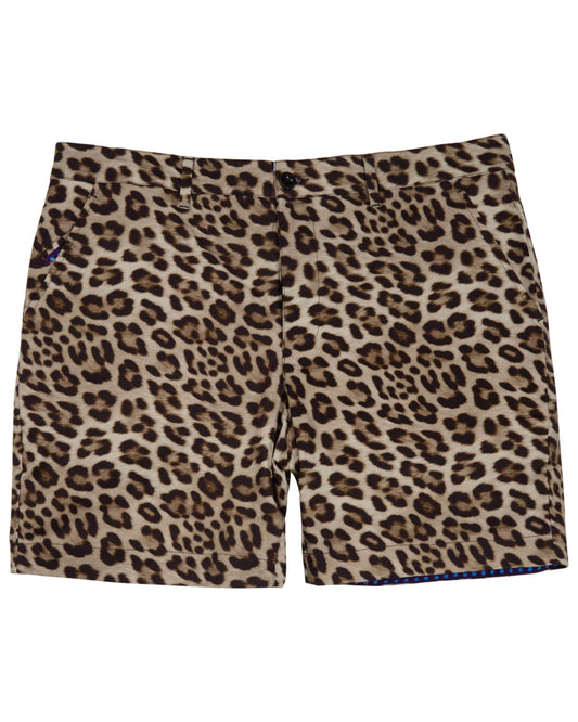 EDWARD LEOPARD BROWN MENS FLAT FRONT SHORT