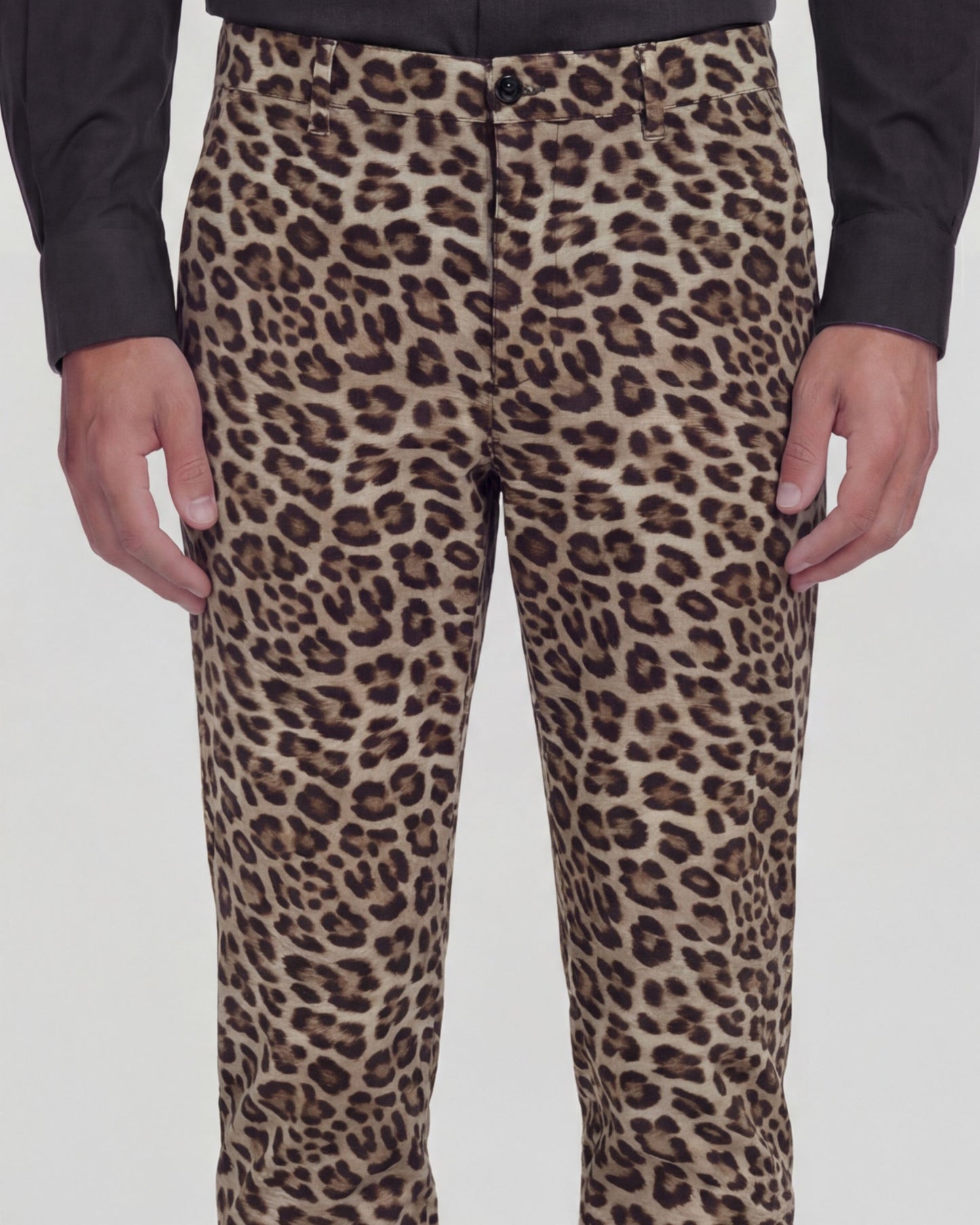 CHARLES LEOPARD BROWN MENS TAILORED PANT