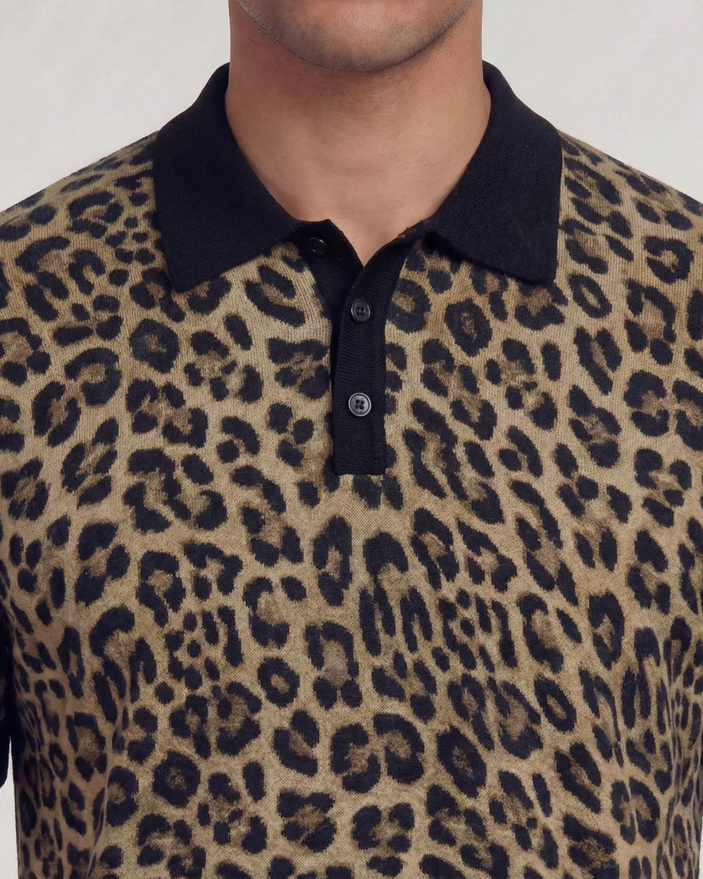 PILGRIM LEOPARD BROWN MENS MERINO SILK CASHMERE POLO – Lords Of