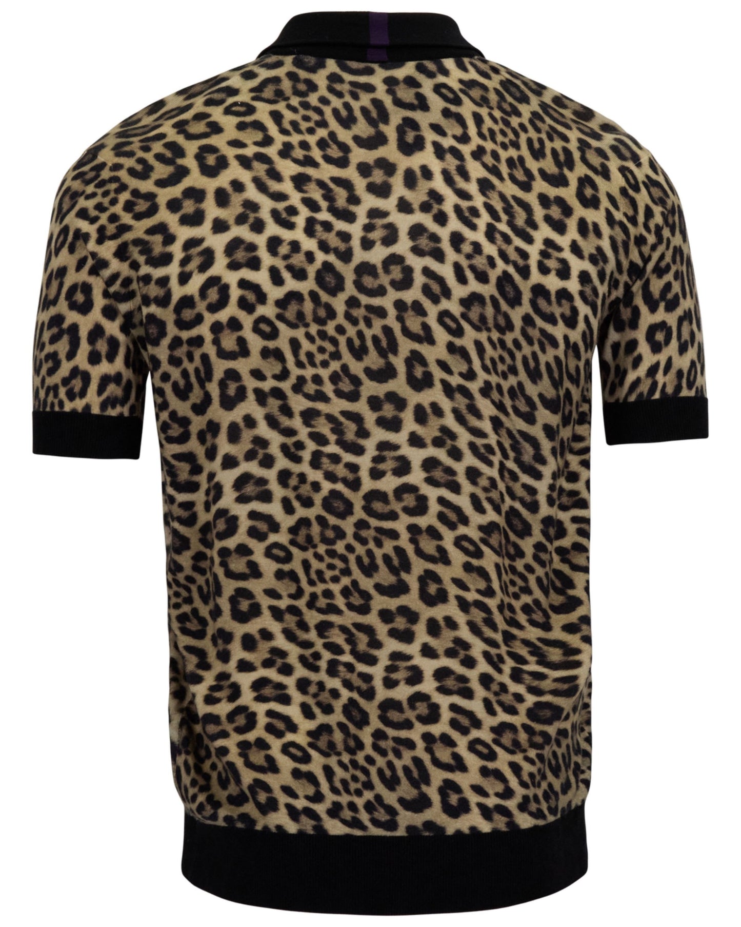 PILGRIM LEOPARD BROWN MENS MERINO SILK CASHMERE POLO