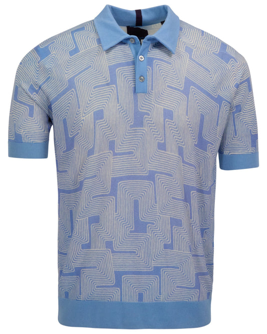 PILGRIM INTER TWINE BLUE MENS MERINO SILK CASHMERE POLO