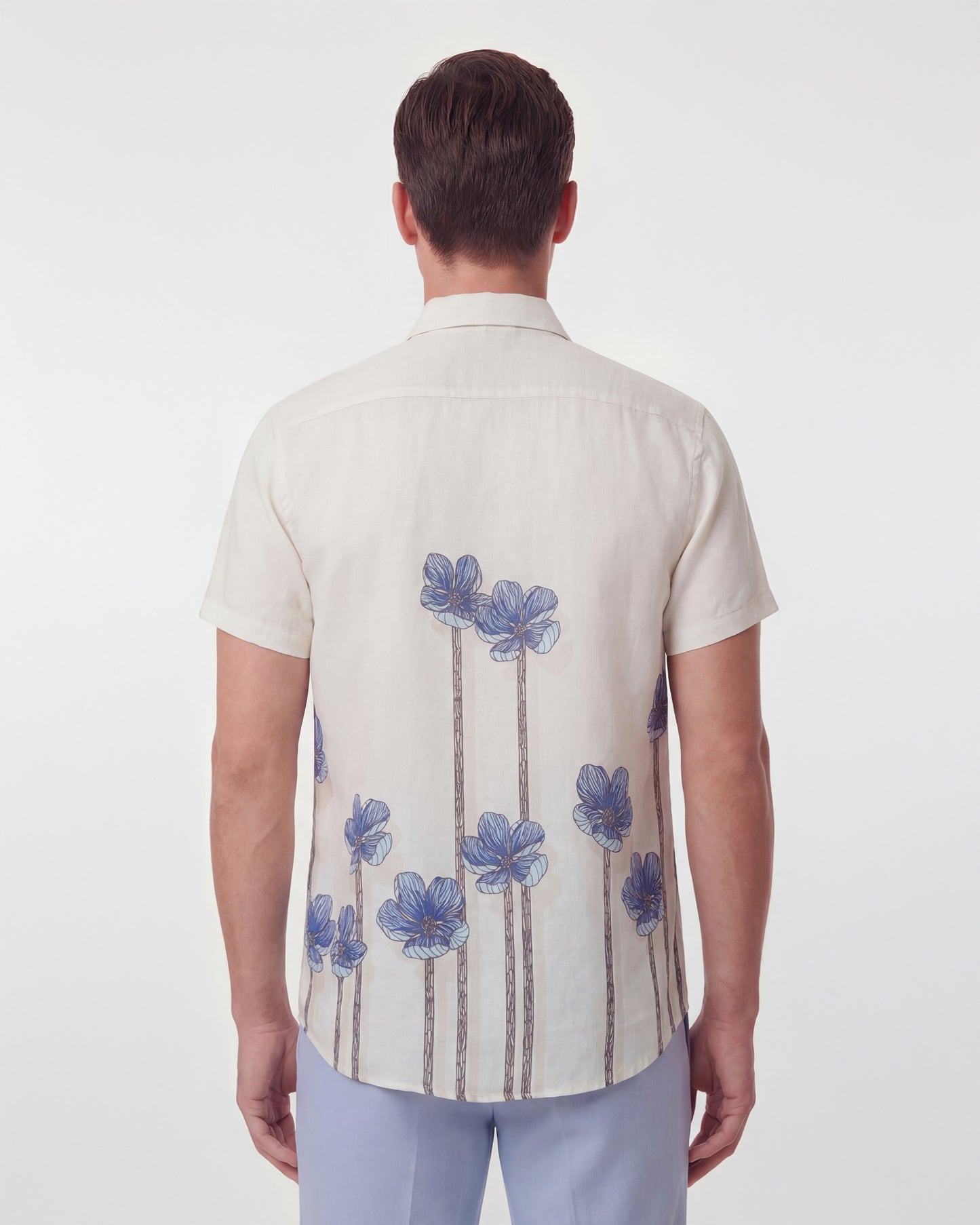 LANDON CRAFTY FLORAL LINEN SHIRT - IVORY