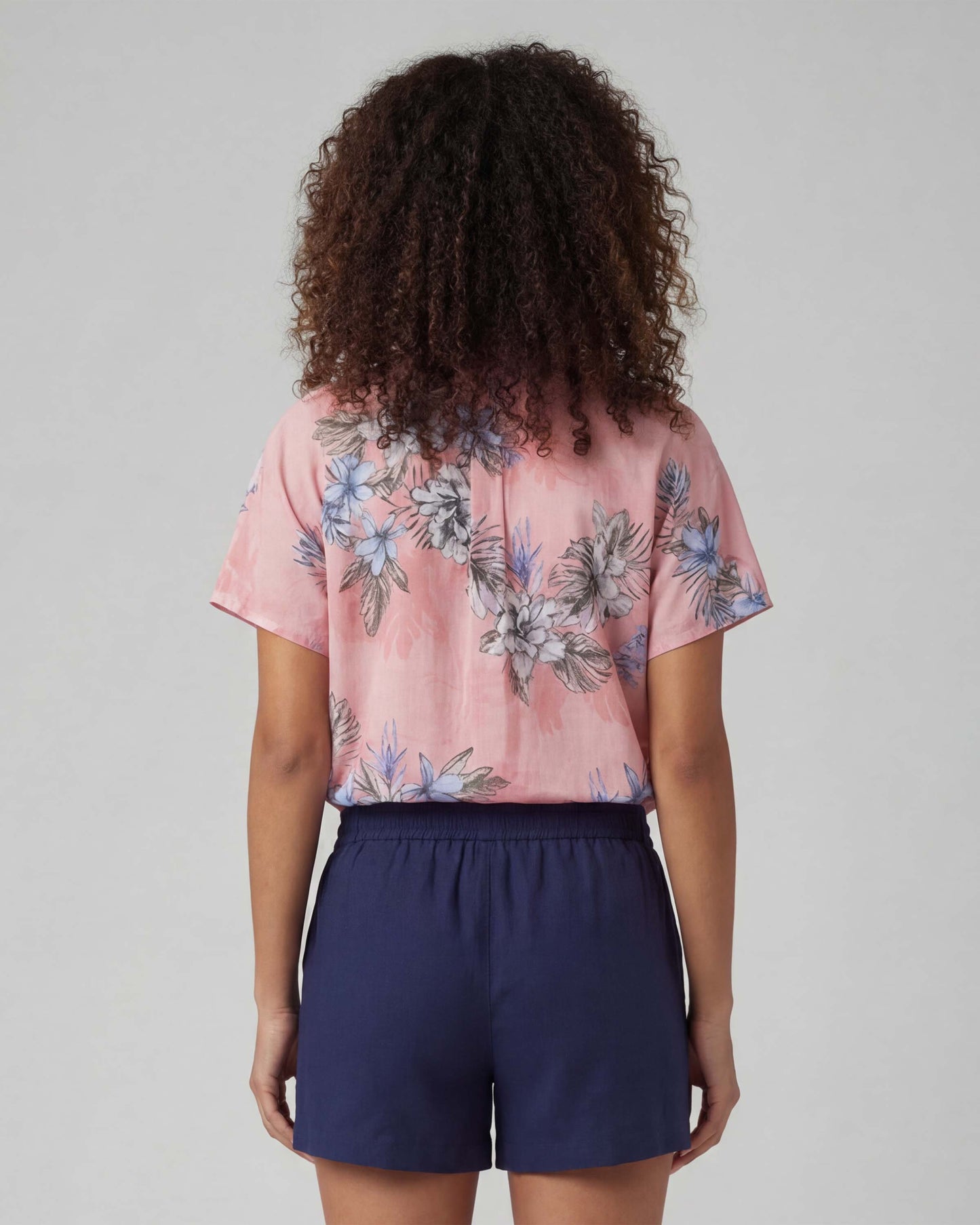 LARA EXOTIC FLORAL CORAL WOMENS LINEN PRINTED SHIRT
