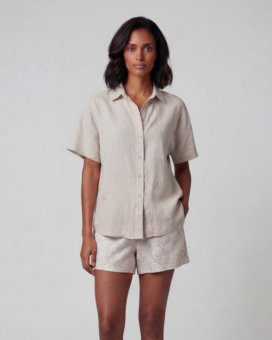 LARA NATURAL WOMENS LINEN SHIRT